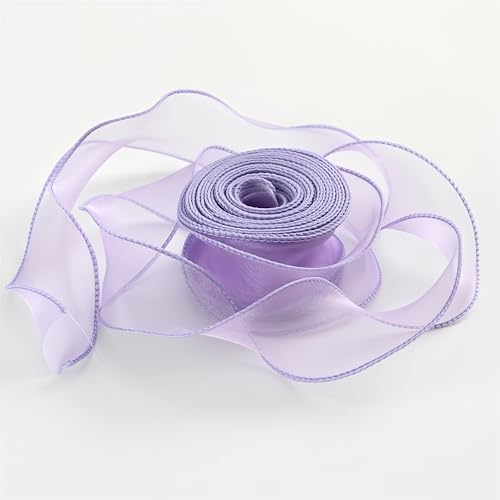 70 Yard Chiffonband 4cm – Hochzeit Antennenband, Satinband, Seidenband, Organzaband, Tüllband, Geschenk Band, Schleifenband, Ribbon für Brautauto, Tischdeko & Hochzeitsgeschenke (Violett Lila) von TKSJROL