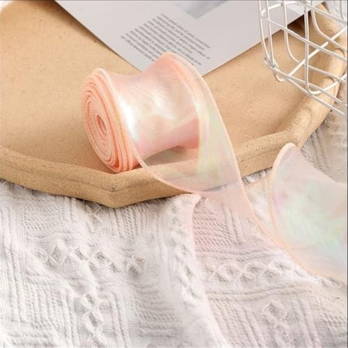 70 Yard Chiffonband 6cm – Glänzendes Satinband, Seidenband, Organzaband, Geschenkverpackung Band, Schleifenband, Tüllband, Geschenk Band für Valentinstag & Muttertagsgeschenke (Nuderosafarben) von TKSJROL