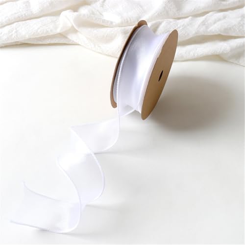 70 Yard Tüllband 4 cm – Transparentes Chiffonband, Satinband, Seidenband, Organzaband, Bandset, Dekoband, Geschenkverpackung Band, Geschenk Band für Hochzeit & DIY (Perlenweiß) von TKSJROL