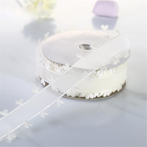 72 Meter Chiffonband – Organzaband Herzband Schleifenband für Geschenkverpackung, Dekoband, Stoffband, Seidenband, Tüllbänder für Hochzeit, DIY, Basteln, Dekoration, Handwerk (25 mm, Creme) von TKSJROL