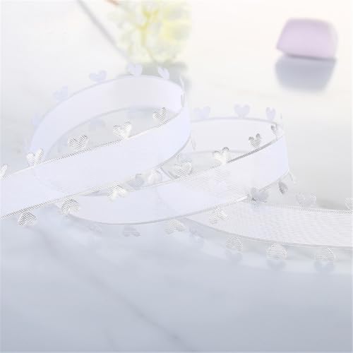 72 Meter Herzband – Organzaband als Schleifenband, Stoffband, Dekoband, Seidenband, Chiffonband für Hochzeit, DIY Projekte, Geschenkverpackung, Basteln, Dekorationen (25 mm, Silberne Kontur) von TKSJROL