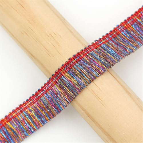 8 Meter Fransenborte - 25mm Fransenband Glitzer Zierspitze Quastenborte Lace Ribbon Dekoband StoffbordüRe Textilborte Vintage Quasten Trim Quastenband Stoffband zum Nähen und Dekor (Bunt) von TKSJROL