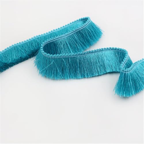 8 Meter Fransenborte - 28 mm Fransenband Dekoband Lace Ribbon DIY Quastenborte Textilborte StoffbordüRe Vintage Quastenband Stoffband Quasten Trim zum Nähen und Dekorieren (Himmelblau) von TKSJROL