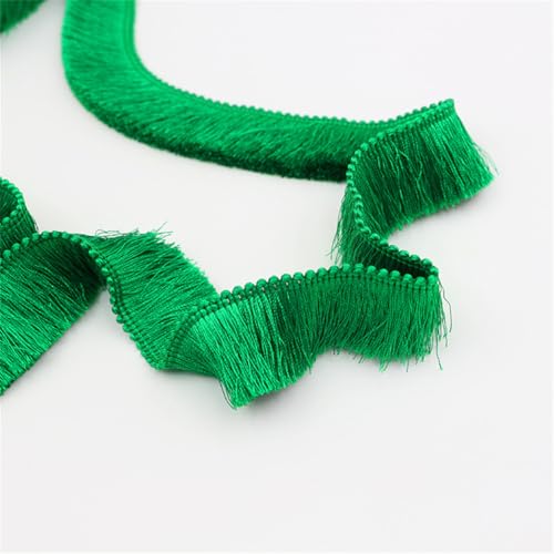 8 Meter Fransenborte - 28 mm Fransenband Dekoband Lace Ribbon DIY Quastenborte Textilborte StoffbordüRe Vintage Stoffband Quastenband Quasten Trim zum Nähen und Dekorieren (Weihnachtsgrün) von TKSJROL