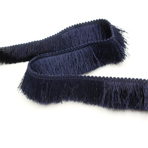 8 Meter Fransenborte - 28 mm Fransenband Dekoband Lace Ribbon StoffbordüRe DIY Quastenborte Textilborte Vintage Stoffband Quasten Trim Quastenband zum Nähen und Dekorieren (Marineblau) von TKSJROL