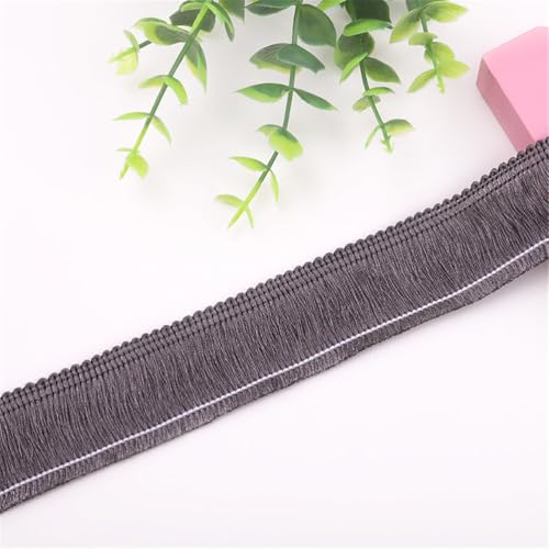 8 Meter Fransenborte - 3 cm Fransenband Dekoborte Lace Ribbon DIY Spitzenborte Quastenborte StoffbordüRe Textilborte Vintage Quastenband Quasten Trim Stoffband zum Nähen (Graphit) von TKSJROL