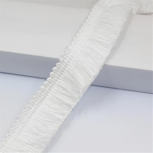 8 Meter Fransenborte - 38 mm Fransenband Spitzenborte Quastenborte Dekoband StoffbordüRe Lace Ribbon Textilborte Vintage Quasten Trim Quastenband Stoffband zum Nähen und Dekorieren (Reinweiß) von TKSJROL