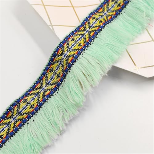 8 Meter Fransenborte - 4 cm Fransenband DIY Spitzenborte Quastenborte TextilbordüRe Dekoband StoffbordüRe Lace Ribbon Vintage Stoffband Quasten Trim Quastenband zum Nähen und Dekor (Minzgrün) von TKSJROL