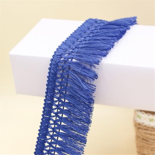 8 Meter Fransenborte - 4 cm Fransenband Dekoband TextilbordüRe Lace Ribbon StoffbordüRe DIY Quastenborte Vintage Quastenband Stoffband Quasten Trim zum Nähen und Dekor (Königsblau) von TKSJROL