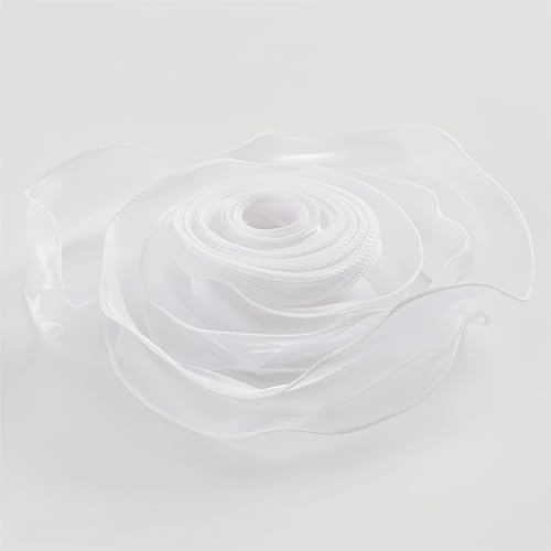 80 Yard Chiffonband 4cm – Hochzeit Antennenband, Satinband, Seidenband, Organzaband, Tüllband, Geschenk Band, Schleifenband, Ribbon für Brautauto, Tischdeko & Hochzeitsgeschenke (Weiß) von TKSJROL