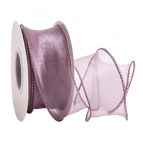 81 Meter Satinband 4 cm – Chiffonband, Tüllband, Organzaband für Geschenkverpackung, Hochzeit Dekoration, Geschenkband, Seidenband, Dekoband, Bandset & Ribbon Bastelbedarf (Altmauve) von TKSJROL