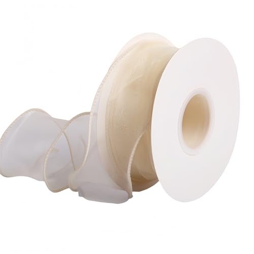 81 Meter Satinband 4 cm – Chiffonband, Tüllband, Organzaband für Geschenkverpackung, Hochzeit Dekoration, Geschenkband, Seidenband, Dekoband, Bandset & Ribbon Bastelbedarf (Warmweiß) von TKSJROL