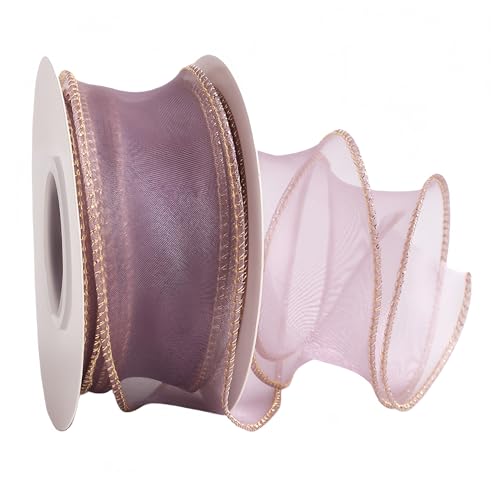9 Meter Chiffonband 4cm – Satinband, Seidenband, Organzaband, Tüllband, Schleifenband, Geschenkverpackung Band, Geschenk Band, Hochzeit Antennenband, Ribbon für jede Dekoration (Altmauve) von TKSJROL