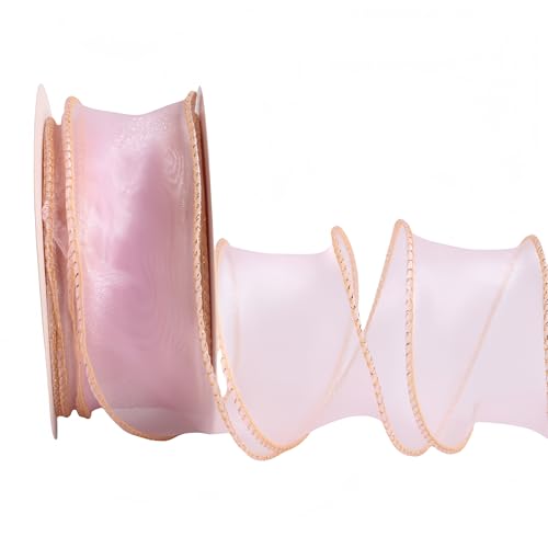 9 Meter Chiffonband 4cm – Satinband, Seidenband, Organzaband, Tüllband, Schleifenband, Geschenkverpackung Band, Geschenk Band, Hochzeit Antennenband, Ribbon für jede Dekoration (Antikrosa) von TKSJROL