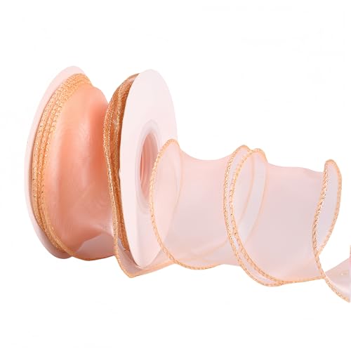 9 Meter Chiffonband 4cm – Satinband, Seidenband, Organzaband, Tüllband, Schleifenband, Geschenkverpackung Band, Geschenk Band, Hochzeit Antennenband, Ribbon für jede Dekoration (Champagner) von TKSJROL