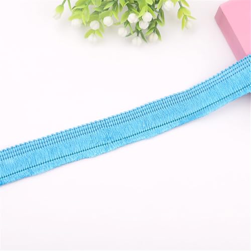 9 Meter Fransenborte - 2 cm Fransenband Lace Ribbon Dekoborte DIY Spitzenborte Quastenborte StoffbordüRe Textilborte Vintage Quasten Trim Stoffband Quastenband zum Nähen (9_Hellblau) von TKSJROL