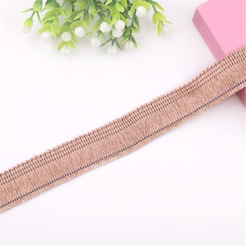 9 Meter Fransenborte - 2 cm Fransenband Lace Ribbon Dekoborte DIY Spitzenborte Quastenborte Textilborte StoffbordüRe Vintage Quastenband Quasten Trim Stoffband zum Nähen (16_Beigebraun) von TKSJROL
