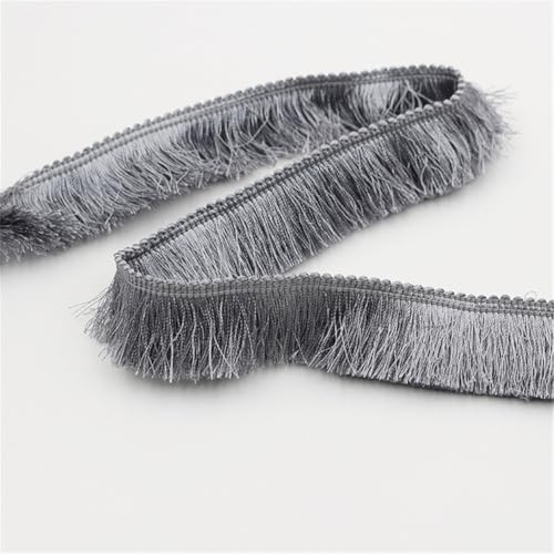9 Meter Fransenborte - 28 mm Fransenband Dekoband Lace Ribbon Textilborte DIY Spitzenborte Quastenborte StoffbordüRe Vintage Quasten Trim Quastenband Stoffband zum Nähen und Dekorieren (Grau) von TKSJROL