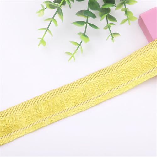 9 Meter Fransenborte - 3 cm Fransenband Dekoborte Lace Ribbon StoffbordüRe DIY Spitzenborte Quastenborte Textilborte Vintage Stoffband Quasten Trim Quastenband zum Nähen und Dekorieren (Gelb) von TKSJROL