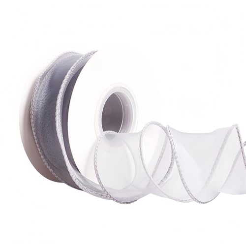 9 Meter Satinband 4 cm – Chiffonband, Tüllband, Organzaband für Geschenkverpackung, Hochzeit Dekoration, Geschenkband, Seidenband, Dekoband, Bandset & Ribbon Bastelbedarf (Grau) von TKSJROL