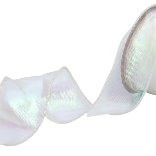 9 Meter Schleifenband 4cm – Farbwechselndes Chiffonband, Satinband, Seidenband, Geschenkverpackung Band, Tüllband, Organzaband, Ribbon für kreative Dekoration (Creme) von TKSJROL
