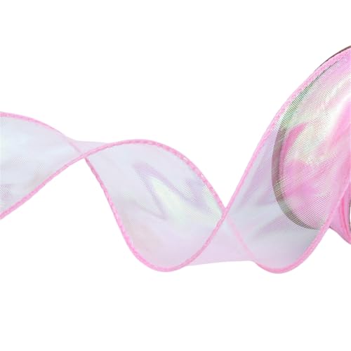 9 Meter Schleifenband 4cm – Farbwechselndes Chiffonband, Satinband, Seidenband, Geschenkverpackung Band, Tüllband, Organzaband, Ribbon für kreative Dekoration (Kirschblütenrosa) von TKSJROL