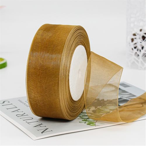 90 Meter Chiffonband 4cm Breit – Transparentes Organza Geschenkband Schmales Schleifenband aus Nylon für Hüte, Haarschmuck, Backzubehör, Torten, DIY, Geschenkverpackung, Dekoration (Braun) von TKSJROL
