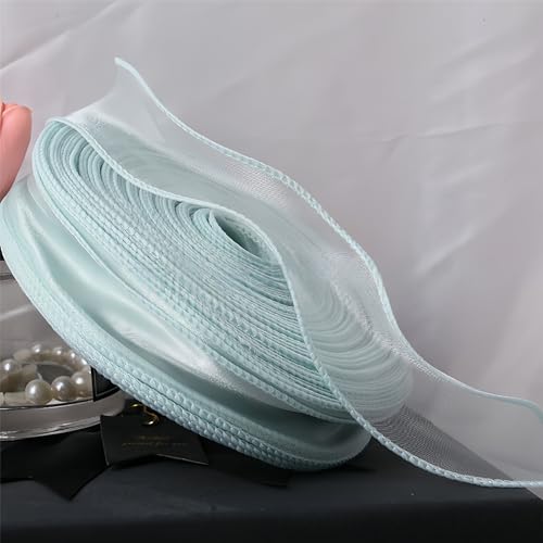 90 Meter Organzaband 4 cm – Seidenband, Chiffonband, Satinband, Tüllband, Geschenkverpackung, Dekoband, Schleifenband, Bandset, Geschenkband für DIY & kreative Projekte (Seegrün) von TKSJROL