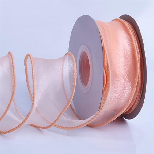 90 Meter Satinband 4 cm – Chiffonband, Tüllband, Organzaband für Geschenkverpackung, Hochzeit Dekoration, Geschenkband, Seidenband, Dekoband, Bandset & Ribbon Bastelbedarf (Champagner) von TKSJROL