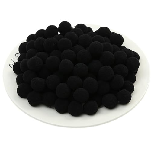 90 Stück Bunt Pompons - 40 mm Pompons Bälle zum Basteln, Filzkugeln für Ostern, Weihnachten, Deko Pompoms, Pastell Bommel, Flauschigen Plüsch Bälle für Handwerk Herstellung (29_Schwarz) von TKSJROL
