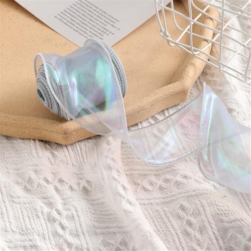 90 Yard Chiffonband 6cm – Glänzendes Satinband, Seidenband, Organzaband, Geschenkverpackung Band, Schleifenband, Tüllband, Geschenk Band für Valentinstag & Muttertagsgeschenke (Traumsilber) von TKSJROL