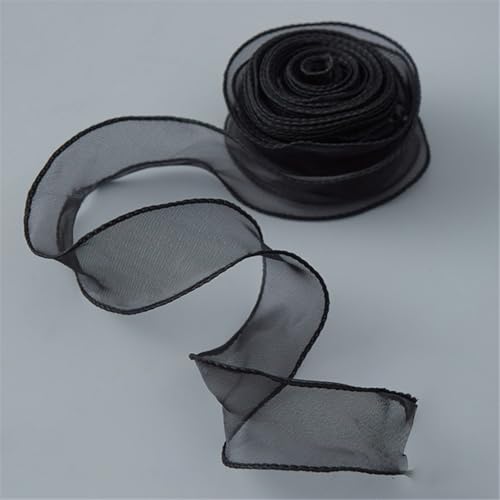 90 Yard Satinband 4 cm – Hochzeit Autodekoration, Chiffonband, Organzaband, Bandset, Tüllband, Seidenband, Schleifenband, Geschenk Band, Dekoband für Geschenkverpackung & DIY (Schwarz) von TKSJROL