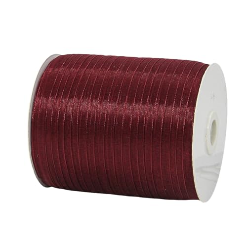 900 Meter Chiffon Geschenkband 1cm Breit – Transparentes Organza Schleifenband Tüll Seidenband für Geschenkverpackung, Geburtstage, Weihnachten, DIY Dekoration, Torten, Handwerk (Weinrot) von TKSJROL