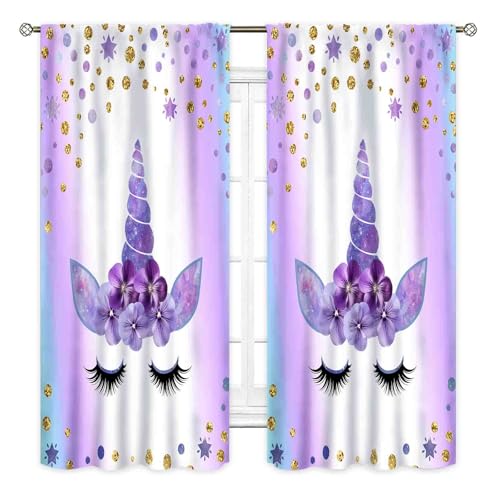 Einhorn-Vorhänge für Mädchen-Schlafzimmer, Ombré-Regenbogen-Violett, Prinzessinnen-Einhorn, bunt, Verdunkelungsstangen, Taschen-Drpaes für Mädchen, Kinderzimmer, Babyzimmer, Wohnzimmer, Kinderzimmer, Einhorn-Vorhänge für Mädchen-Schlafzimmer, Ombré-Regenbogen-Violett, Prinzessinnen-Einhorn, bunt, Verdunkelungsstangen, Taschen-Drpaes für Mädchen, Kinderzimmer, Babyzimmer, Wohnzimmer, Kinderzimmer, von TKUYO
