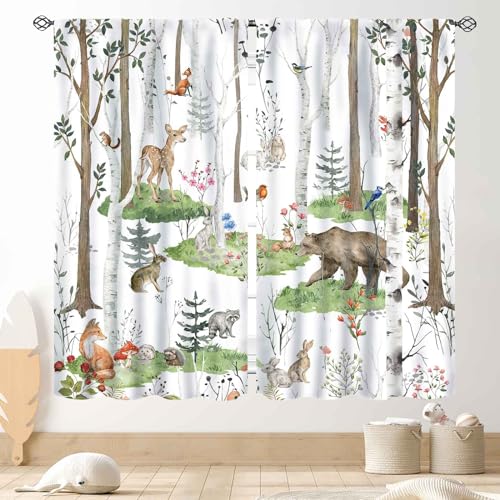 Vorhänge mit Waldtieren, rustikaler Cartoon, niedlich, Wald, Wildtiere, Hütte, Bär, Hirsch, Fuchs, Hütte, Fenstervorhänge, Behandlungen für Kinderzimmer, Mädchen, Jungen, Schlafzimmer, Wohnzimmer, Vorhänge mit Waldtieren, rustikaler Cartoon, niedlich, Wald, Wildtiere, Hütte, Bär, Hirsch, Fuchs, Hütte, Fenstervorhänge, Behandlungen für Kinderzimmer, Mädchen, Jungen, Schlafzimmer, Wohnzimmer, von TKUYO