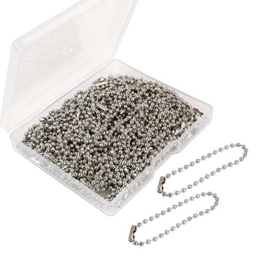 Kugelkette, Kugelkette, Schlüsselanhänger, Erkennungsmarke, Metall, Perlenkette, Verbindungsverschluss, 12,9 cm lang, 2,4 mm Perlenketten für Schmuckherstellung, Schlüsselanhänger, Handwerk, DIY Kugelkette, Kugelkette, Schlüsselanhänger, Erkennungsmarke, Metall, Perlenkette, Verbindungsverschluss, 12,9 cm lang, 2,4 mm Perlenketten für Schmuckherstellung, Schlüsselanhänger, Handwerk, DIY von TKYPZY