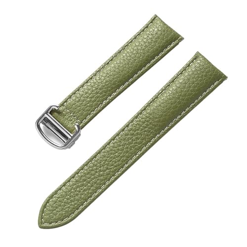 TLCBAZCF Ersatzarmband Kompatibel mit Cartier London, Lederband 14mm, 16mm, 18mm, 20mm, Zubehör für Braune Uhren (Olive Green, 20mm) von TLCBAZCF