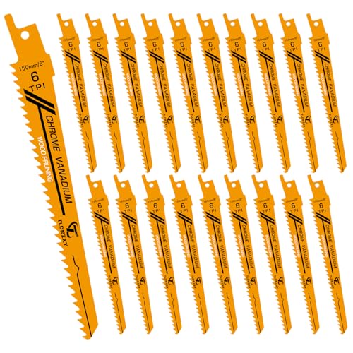 20tlg Säbelsägeblätter Holz Set Sägeblätter Säbelsäge 150mm 6TPI, CRV Säbelsägeblätter, Säbelsägeblatt Sägeblatt Säbelsäge Pruner Zubehör zum Schneiden von Holz & Kunststoff 20tlg Säbelsägeblätter Holz Set Sägeblätter Säbelsäge 150mm 6TPI, CRV Säbelsägeblätter, Säbelsägeblatt Sägeblatt Säbelsäge Pruner Zubehör zum Schneiden von Holz & Kunststoff von TLDNZXY