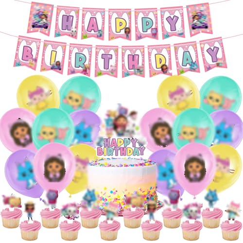 Geburtstagsdeko 34 Pcs,Party Dekoration,Geburtstags Banner,Latexballon,Themen Geburtstags,Cake Topper,Party Ballons,Jungen Mädchen Geburtstags Party von TLESMH