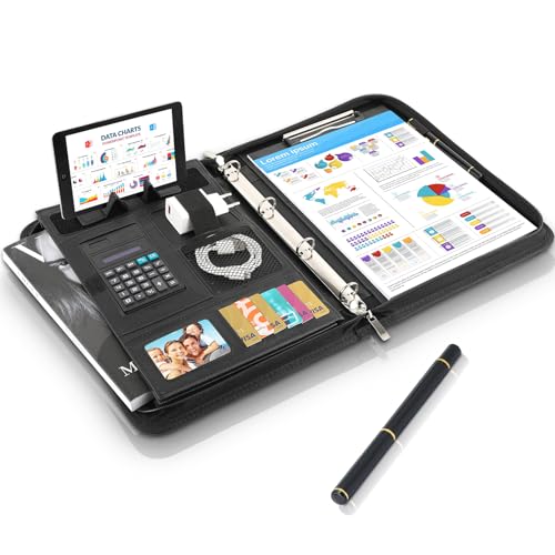 2PCS Schreibmappe A4, Konferenzmappe A4 mit Handyhalter, Leder Dokumentenmappe mit Reißverschluss,Wasserdicht Aktenmappe mit Ringbuch Klemmbrett Notizblock,Portfolio Mappe für Business Meeting,Schwarz 2PCS Schreibmappe A4, Konferenzmappe A4 mit Handyhalter, Leder Dokumentenmappe mit Reißverschluss,Wasserdicht Aktenmappe mit Ringbuch Klemmbrett Notizblock,Portfolio Mappe für Business Meeting,Schwarz von TLGREEN
