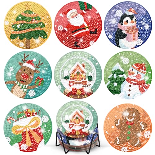 TLIOBLO 8 Stück Weihnachten Diamond Painting Untersetzer mit Halter, DIY Kaffee Getränk Untersetzer Winter Muster, Diamant Tassenuntersetzer mit Kork, Basteln Erwachsene Frauen TLIOBLO 8 Stück Weihnachten Diamond Painting Untersetzer mit Halter, DIY Kaffee Getränk Untersetzer Winter Muster, Diamant Tassenuntersetzer mit Kork, Basteln Erwachsene Frauen von TLIOBLO