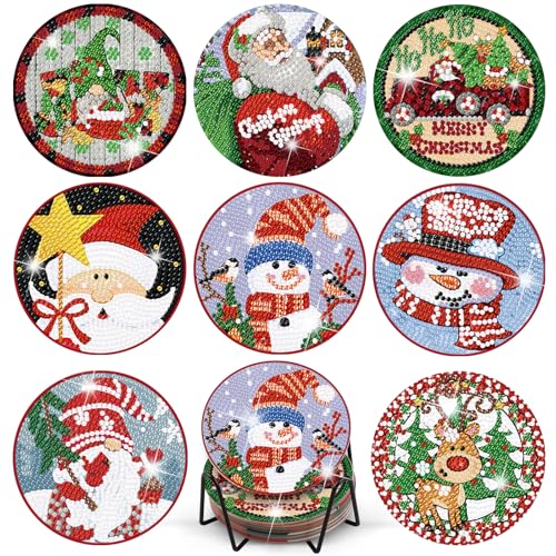 TLIOBLO 8 Stück Weihnachtsthema Diamond Painting Untersetzer mit Halter, DIY Kaffee Getränk Untersetzer Gnome Schneemann Weihnachtsmann Muster,Diamant Tassenuntersetzer mit Kork TLIOBLO 8 Stück Weihnachtsthema Diamond Painting Untersetzer mit Halter, DIY Kaffee Getränk Untersetzer Gnome Schneemann Weihnachtsmann Muster,Diamant Tassenuntersetzer mit Kork von TLIOBLO