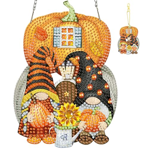 TLIOBLO Gnome Kürbis Diamond Painting Anhänger und Schlüsselanhänger, Herbst Diamant Kunst Fensterbilder Beidseitige, Diamond Painting Hängende Ornament Bastelset Set für Wand Decor TLIOBLO Gnome Kürbis Diamond Painting Anhänger und Schlüsselanhänger, Herbst Diamant Kunst Fensterbilder Beidseitige, Diamond Painting Hängende Ornament Bastelset Set für Wand Decor von TLIOBLO