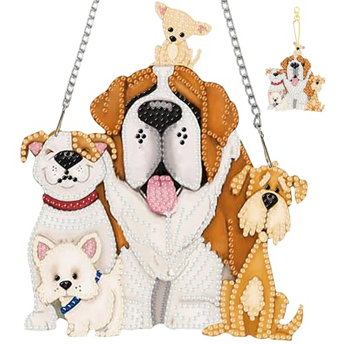 TLIOBLO Hunde Diamond Painting Anhänger und Schlüsselanhänger, Tiere Diamant Kunst Fensterbilder Beidseitige, Diamond Painting Hängende Ornament Bastelset Set für Wand Decor TLIOBLO Hunde Diamond Painting Anhänger und Schlüsselanhänger, Tiere Diamant Kunst Fensterbilder Beidseitige, Diamond Painting Hängende Ornament Bastelset Set für Wand Decor von TLIOBLO