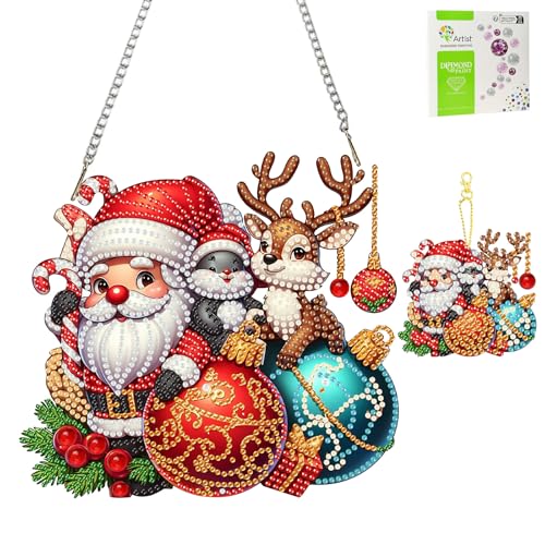 TLIOBLO Weihnachten Diamond Painting Anhänger, Weihnachtsmann Diamant Kunst Fensterbilder Beidseitige, Diamond Painting Hängende Ornament Bastelset Set für Wand Decor TLIOBLO Weihnachten Diamond Painting Anhänger, Weihnachtsmann Diamant Kunst Fensterbilder Beidseitige, Diamond Painting Hängende Ornament Bastelset Set für Wand Decor von TLIOBLO