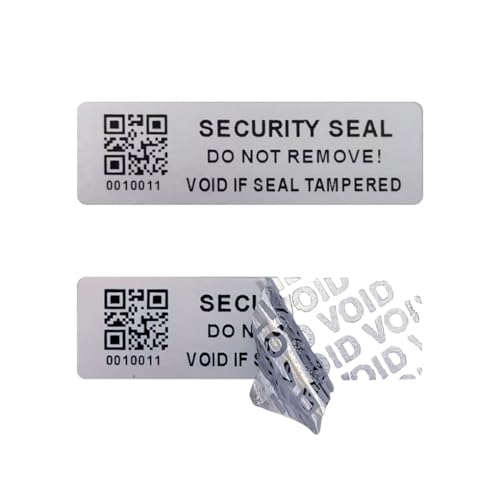 Manipulationssichere Barcode-Aufkleber mit individueller Seriennummer, Sicherheitsgarantie, Void Aufkleber, Versiegelungsetikett für Pakete (120 Stück, 5,1 x 1,5 cm, mattes Silber) von TLK&FBB