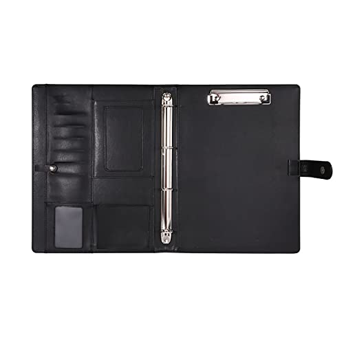 Schreibmappe a4 A4 Loseblattmappe aus Leder mit Magnetverschluss Business Bürobedarf(Black) von TLMDXTEU