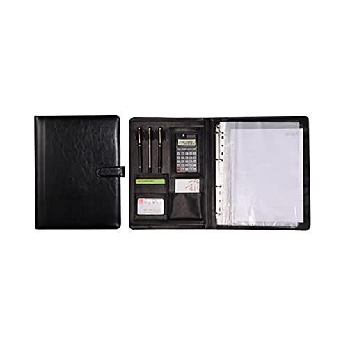 Schreibmappe a4 A4 Multifunktionsmappe Leder Business Manager Bürobedarf(Black) von TLMDXTEU