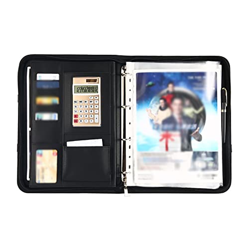 Schreibmappe a4 A4 Notizbuchordner Business Leder Manager Bürobedarf(Black) von TLMDXTEU