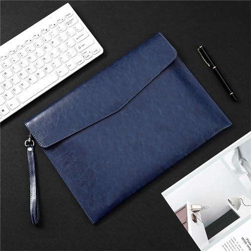 Umschlag-Aktenhalter PU Leder A4 Ordner Taschen Einfache Wasserdichte Lagerung Taschen Business Büro(Blau) von TLMDXTEU
